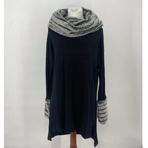 Soft Surroundings Fur Collar Cuff‎ Black Tunic Women Size Small Cabin Ski